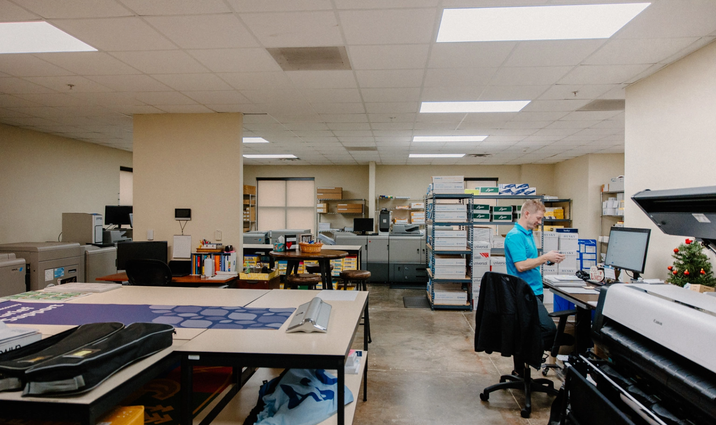 Print shop production floor